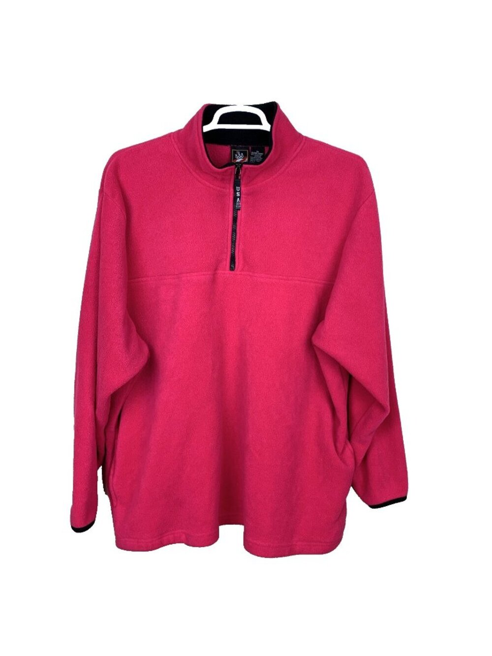 Vintage USA Olympic‎ Womens 3X Fleece Pullover Quarter Zip Pink Sweatshirt Coat